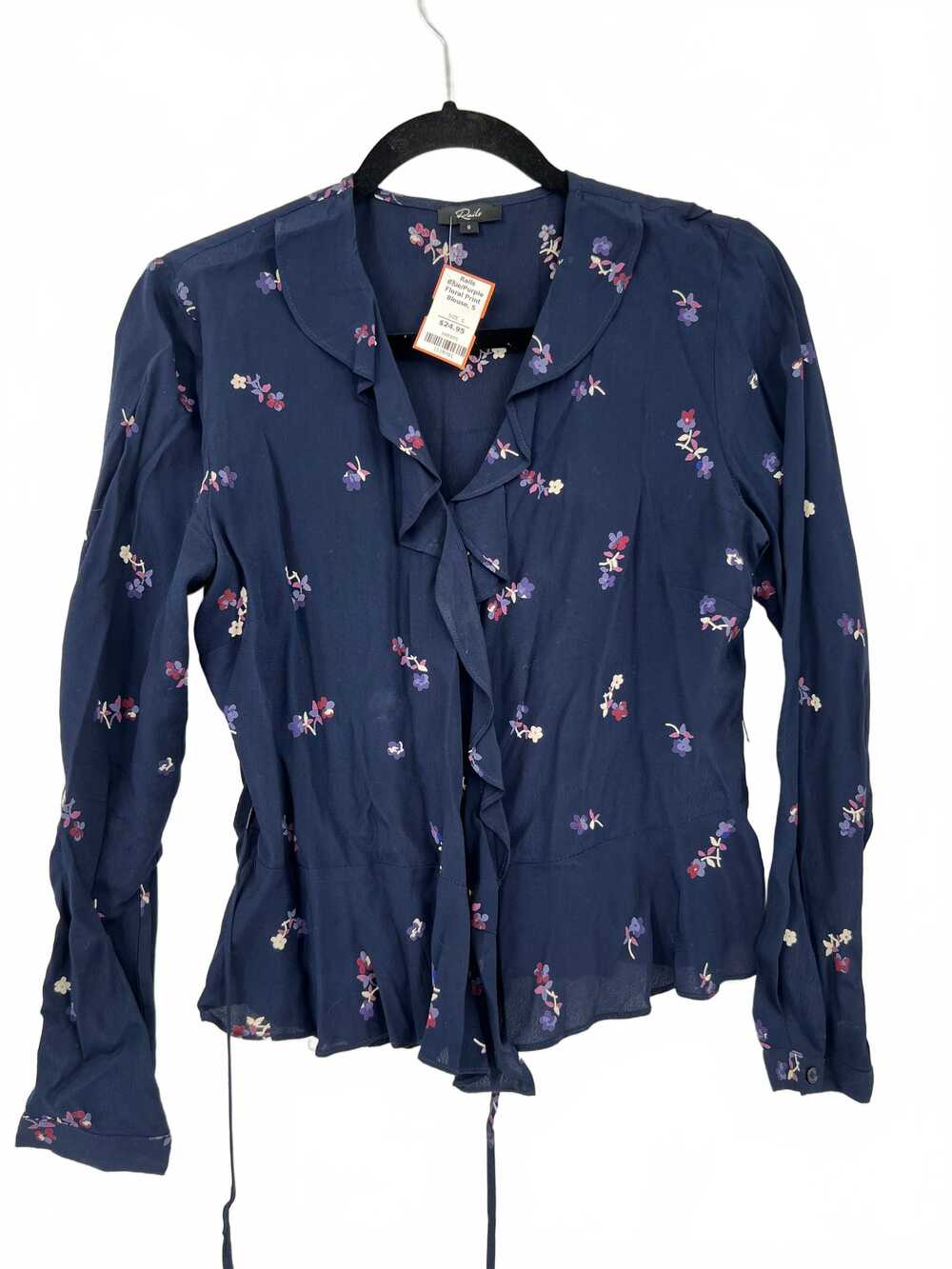 Rails Blue Purple Floral Tie Back Blouse | Women’s Size S